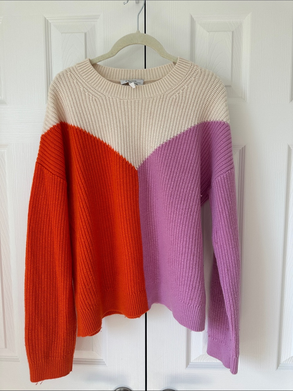 & Other Stories Cream, Orange/Red & Lavender Colorblock Crewneck
